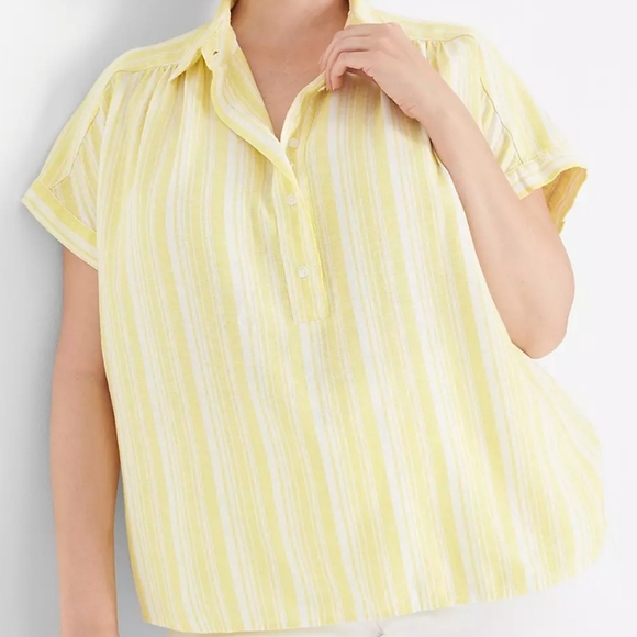 Lane Bryant NWT Spring Summer Yellow White Striped Button Down Shirt Size 18 - Picture 11 of 11